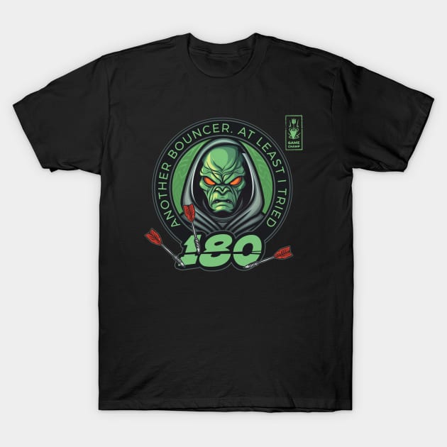 Dart 180 Onehundredandeigthy Bouncer Green Player T-Shirt by Adam Brooq